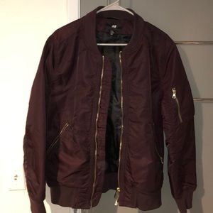 Burgundy & Gold Bomber Jacket